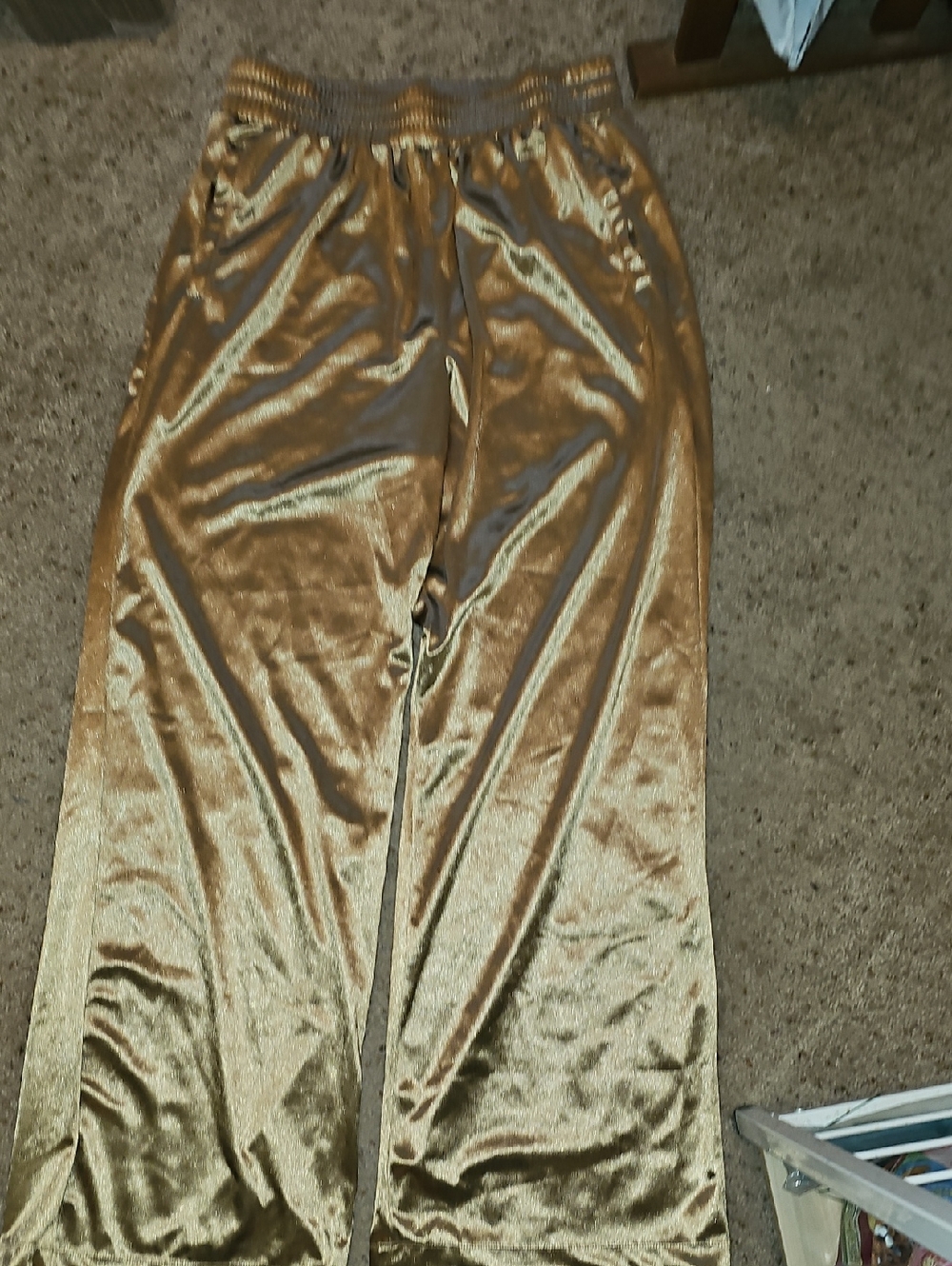 Metallic Beige Wide Leg Pants